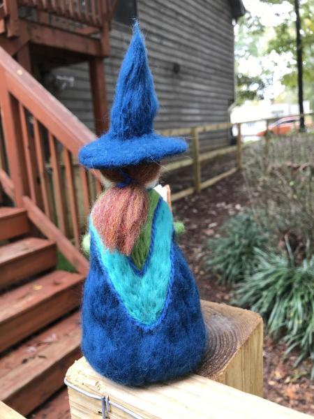 Peacock Needle Felted Wee Wizard, Warlock, Waldorf picture