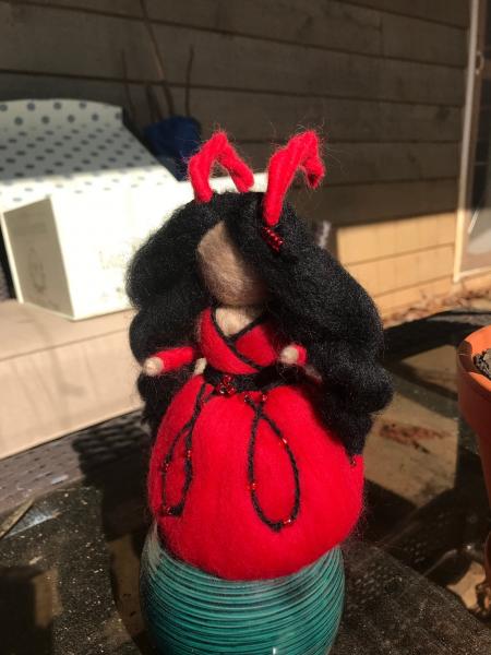 Devil Inside Needle Felted Wee Witch, Fire Goddess, Waldorf, Ornament picture