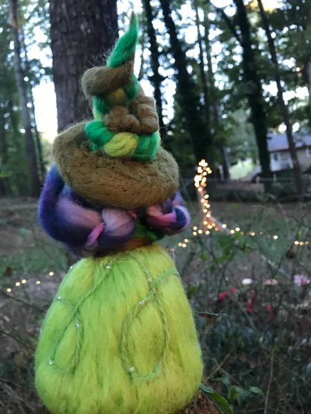 Jade Needle Felted Wee Witch, Garden Witch, Waldorf Doll, Holiday Decoration picture