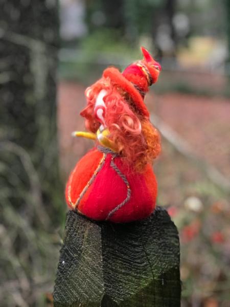 Beltane Needle Felted Wee Witch, Fire Witch, Beltaine, Celtic Fire Festival, Waldorf picture