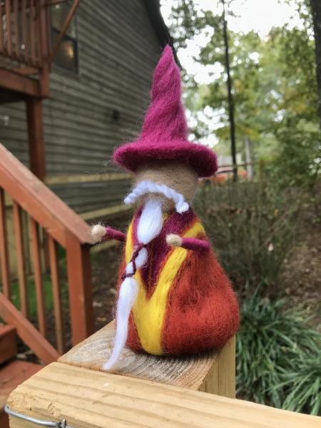 Sunset Needle Felted Wee Wizard, Waldorf, seasonal decoration picture