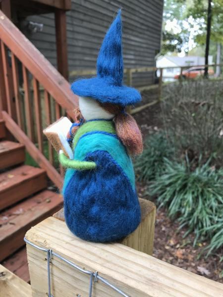 Peacock Needle Felted Wee Wizard, Warlock, Waldorf picture