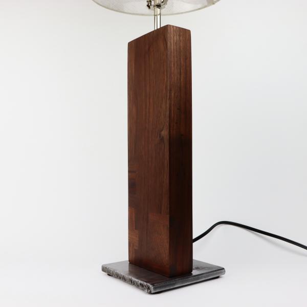 Walnut and steel table lamp picture