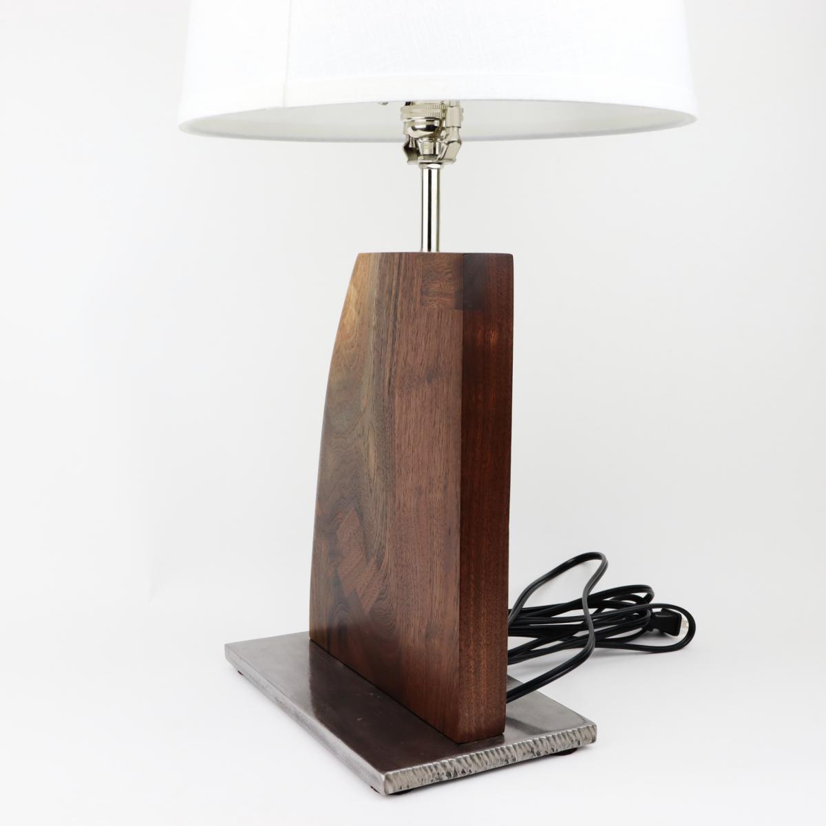 Walnut and steel table lamp picture