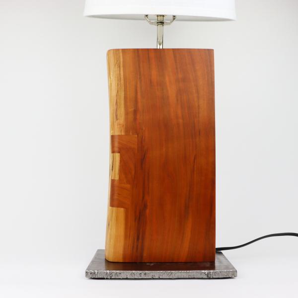 cherry and steel table lamp picture