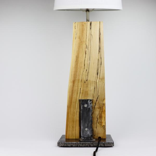 spalted maple and steel table lamp picture