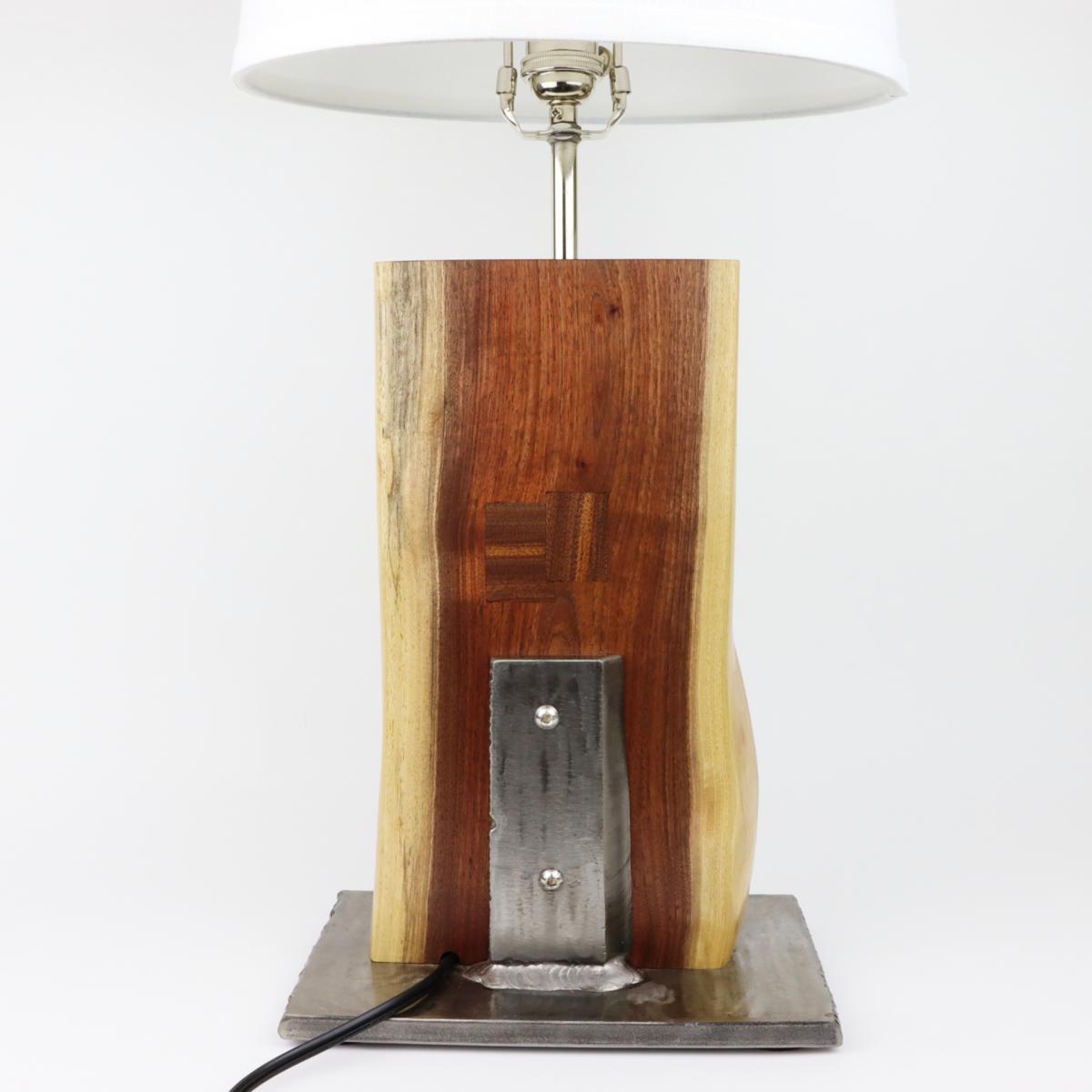 Walnut and steel table lamp picture