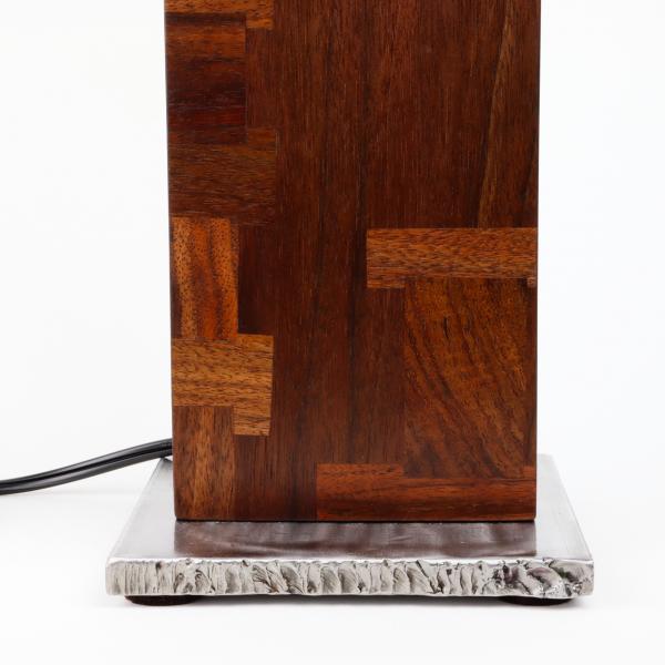 Walnut and steel table lamp picture