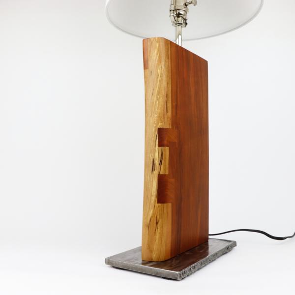 cherry and steel table lamp picture