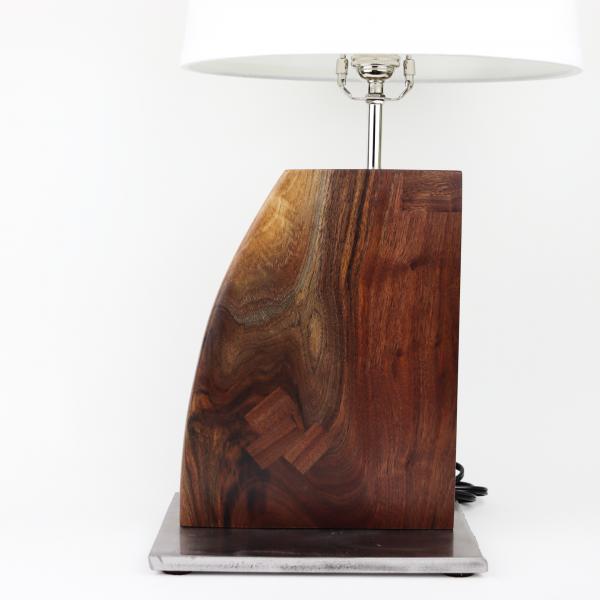 Walnut and steel table lamp picture