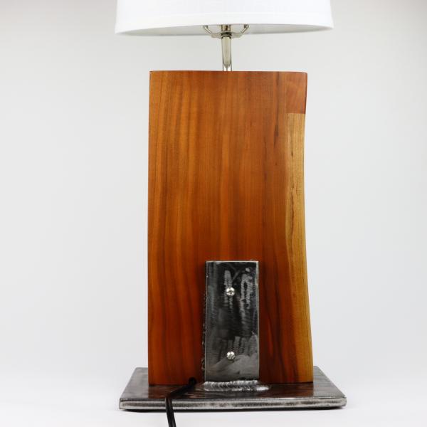 cherry and steel table lamp picture