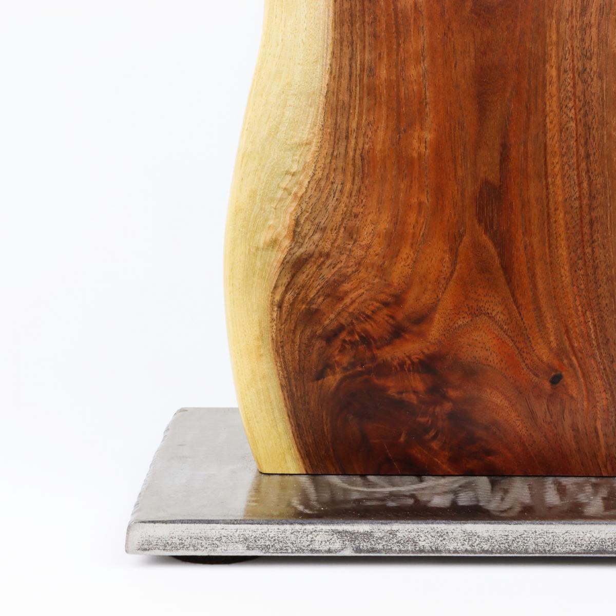 Walnut and steel table lamp picture