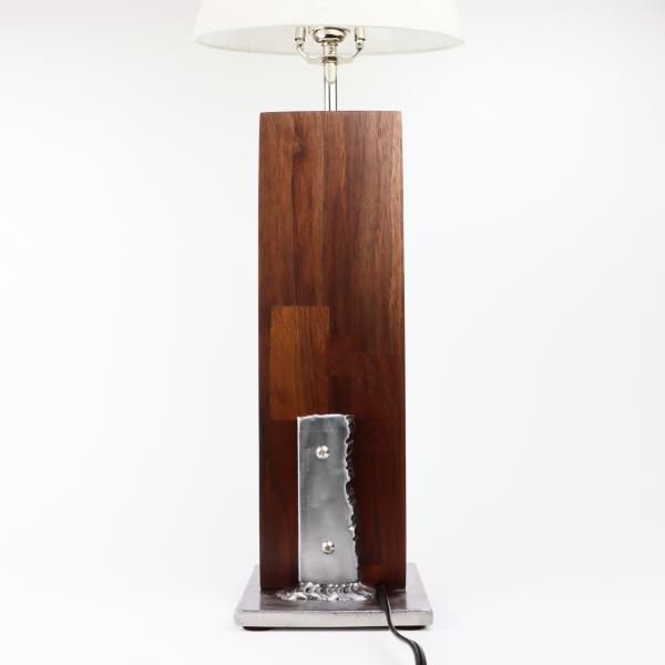 Walnut and steel table lamp picture