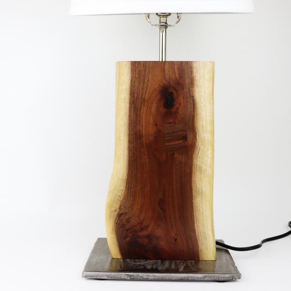 Walnut and steel table lamp picture