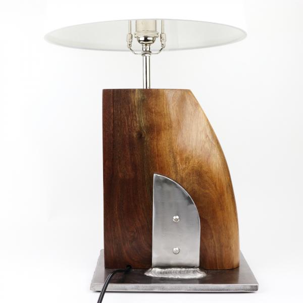 Walnut and steel table lamp picture