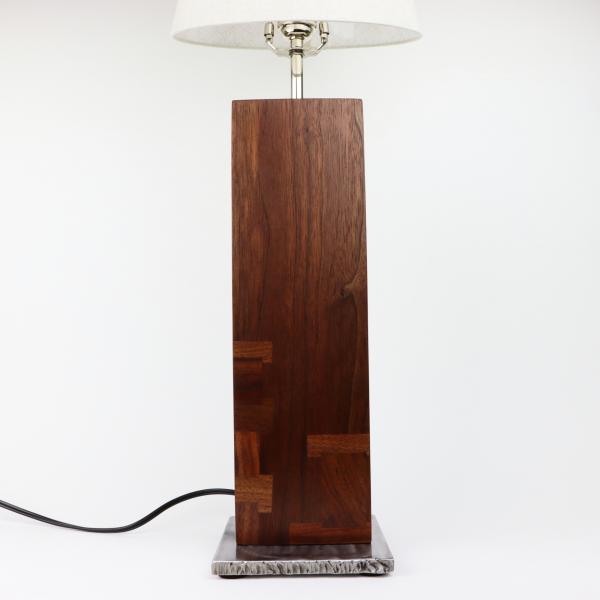 Walnut and steel table lamp picture