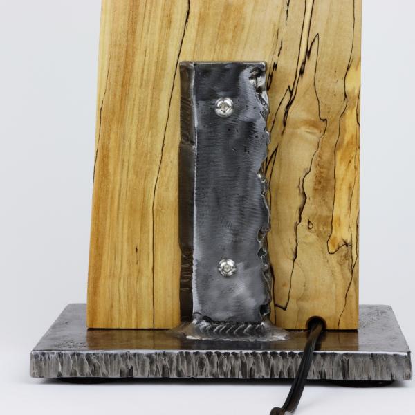 spalted maple and steel table lamp picture