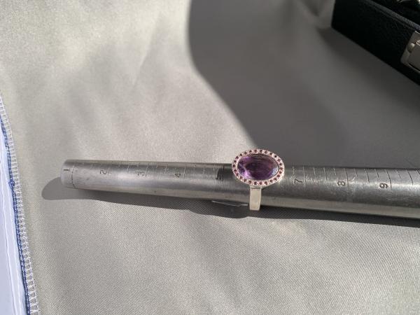 Amethyst, diamond and sterling ring picture