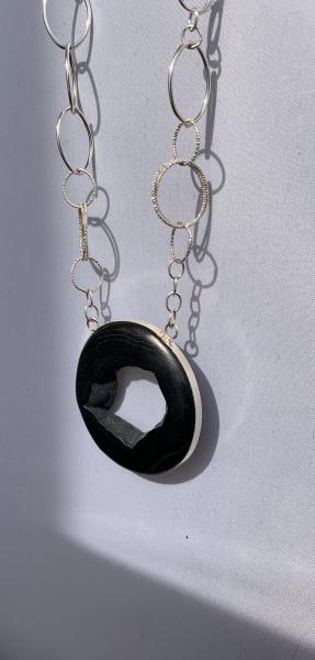 Natural black drusy in sterling picture