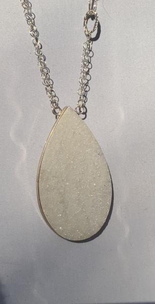 Necklace with natural white druzy in sterling