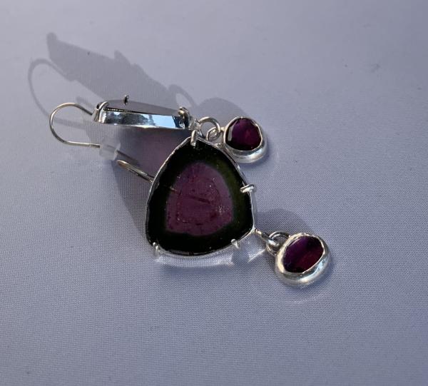 Watermelon tourmaline and garnet earrings picture