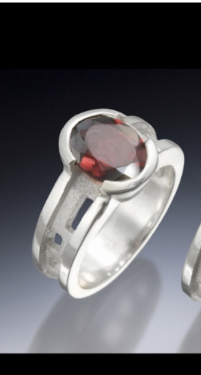 Garnet and sterling ring