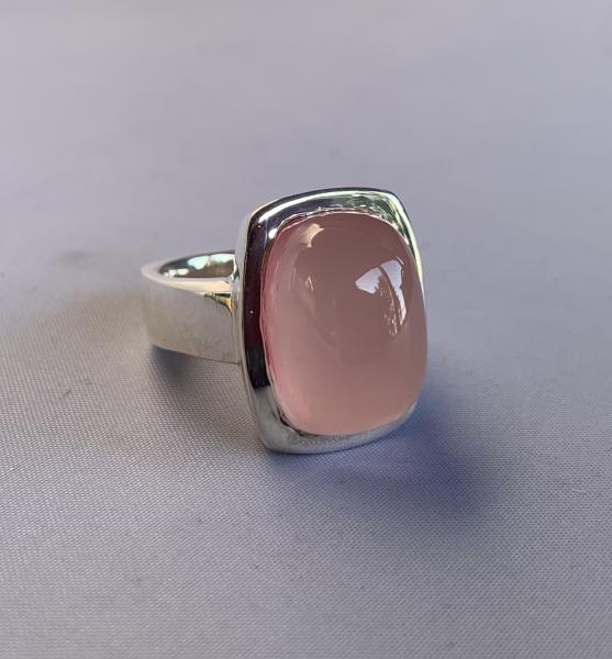 Rose quartz and sterling ring