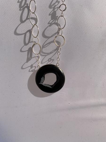 Natural black drusy in sterling