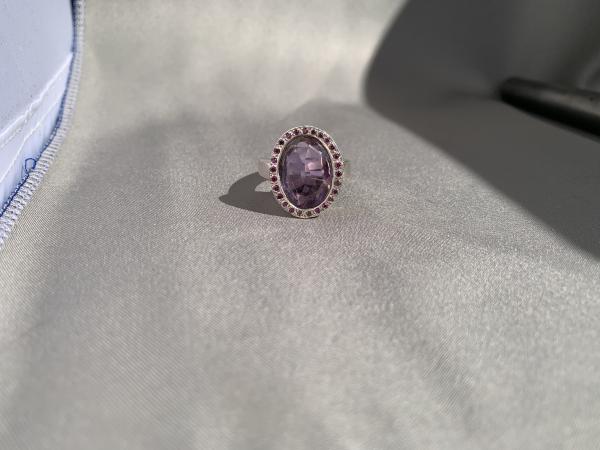 Amethyst, diamond and sterling ring picture