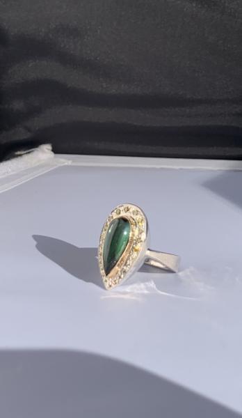 Tourmaline, diamond and sterling/14k ring picture