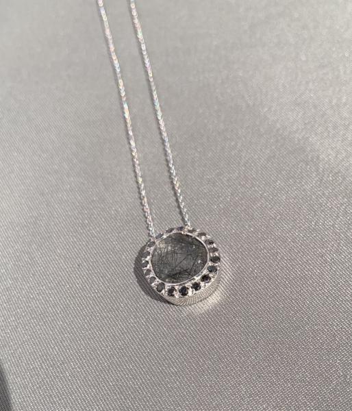 Black diamond and tourmalated quartz pendant picture