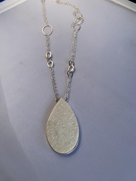 Necklace with natural white druzy in sterling picture