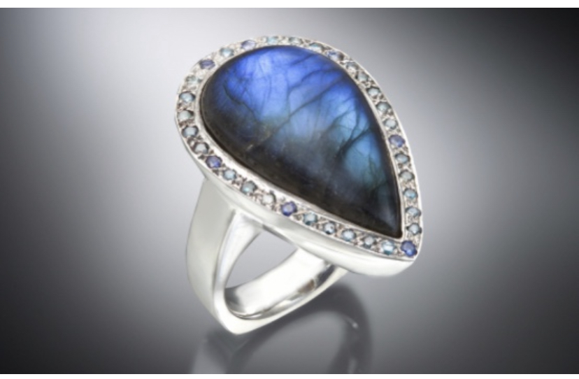 Labradorite and sapphire ring