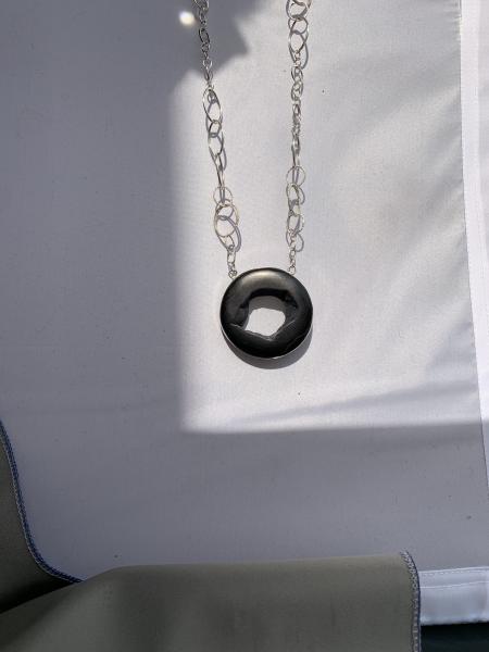 Natural black drusy in sterling picture