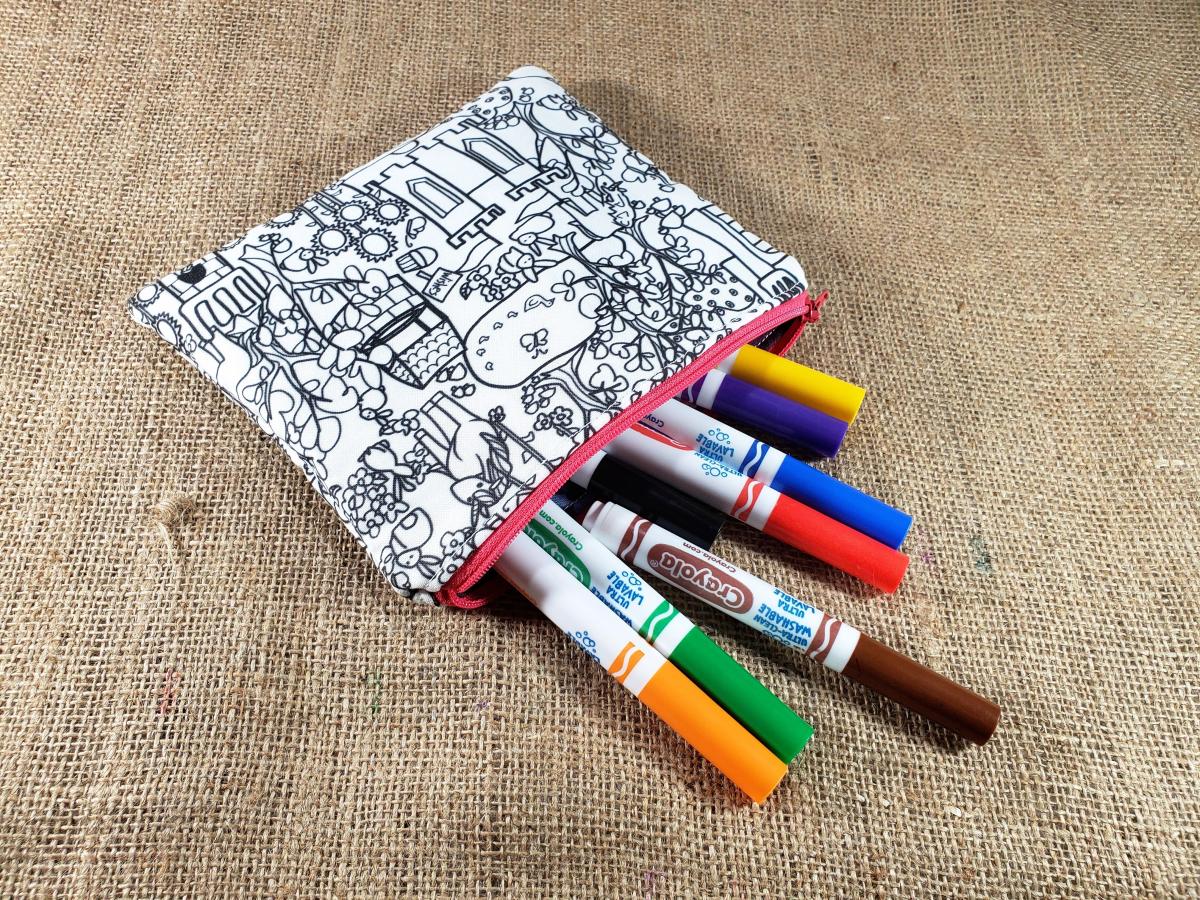 Castles and Unicorns Coloring Zipper Pouch picture