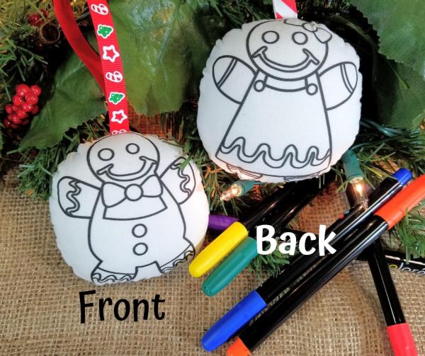 Gingerbread Boy and Girl Coloring Ornament picture