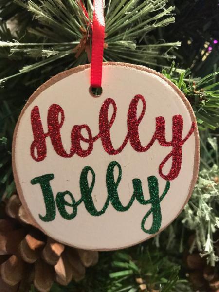 Holly Jolly  Ornament - White background