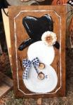 Snowman - reclaimed Cabinet door - Small