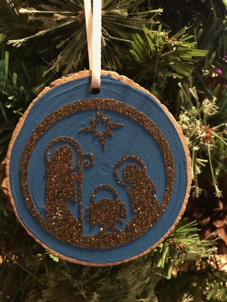 Nativity Ornament - Blue Background