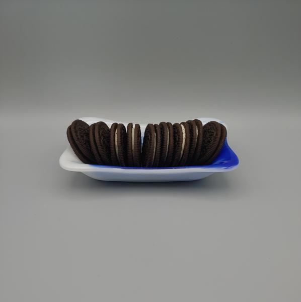 3” x 6” Rectangle Dish – White w/Cobalt Blue Swirl picture