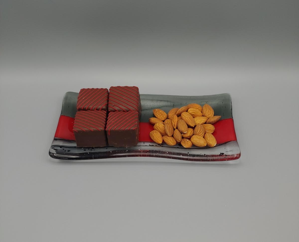 4&rdquo; x 8&rdquo; Sushi Plate &ndash; Red Opal/Silver Gray/Black Stringer picture
