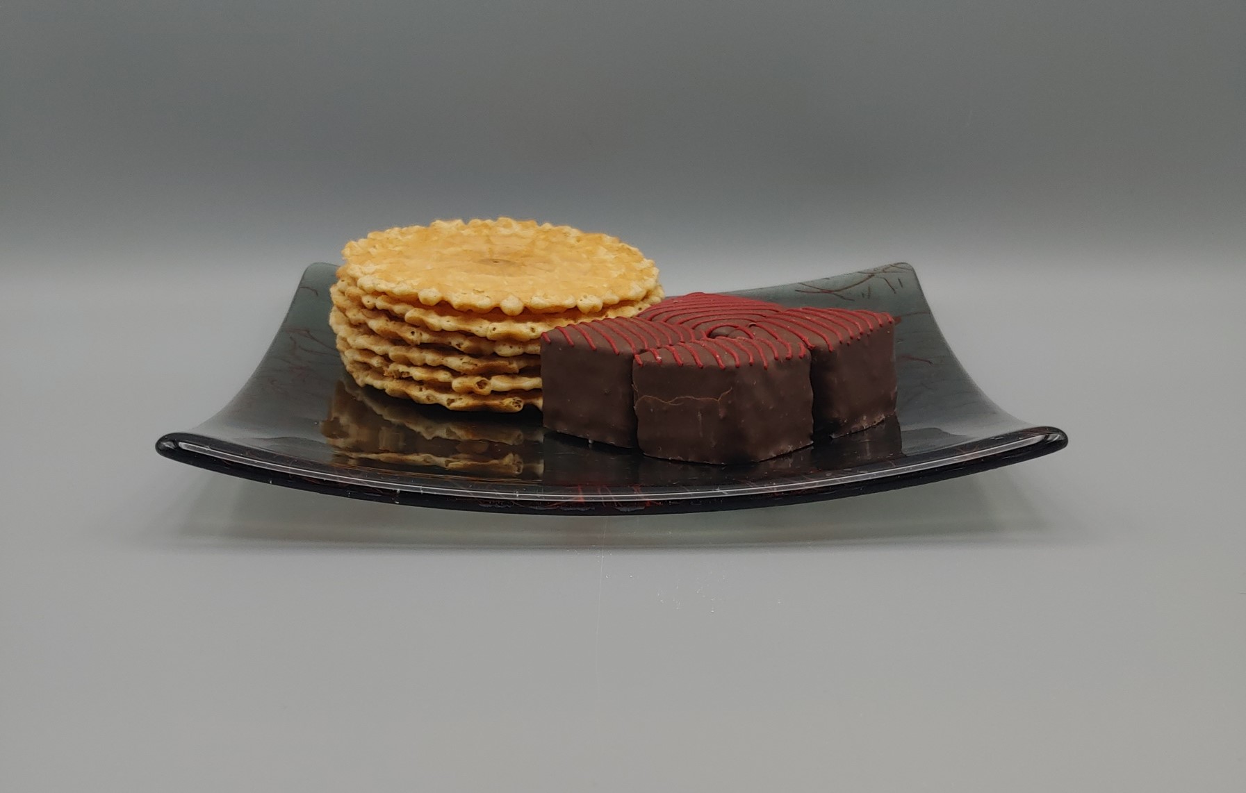 8 1/4" Square Plate – Silver Gray w/Red Stringers picture