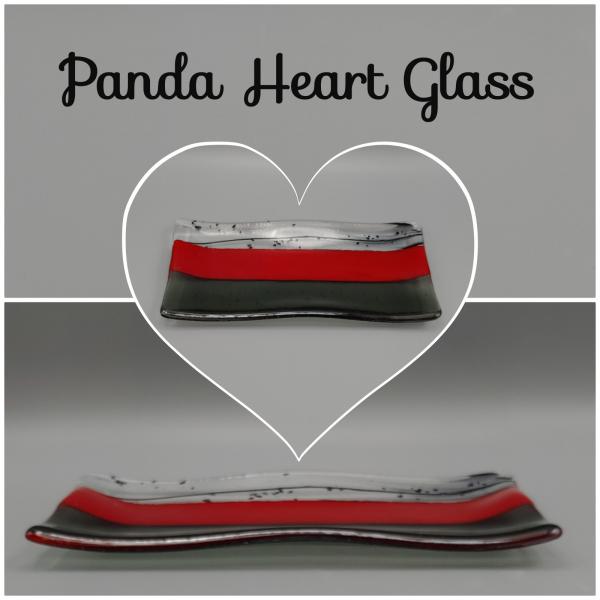 4&rdquo; x 8&rdquo; Sushi Plate &ndash; Red Opal/Silver Gray/Black Stringer