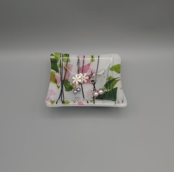 4" Square Dish – White w/Purple, Pink and Green Confetti picture