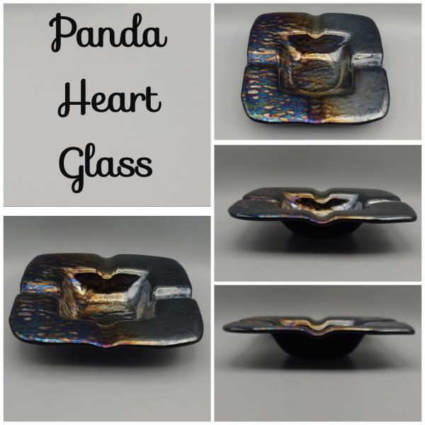 Square Cigar Ashtray – Black Rainbow Opal Iridescent picture