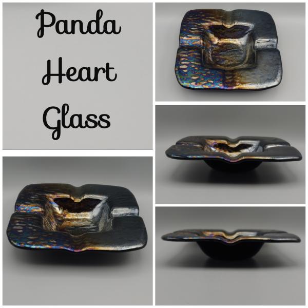 Square Cigar Ashtray – Black Rainbow Opal Iridescent picture