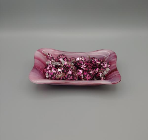 3” x 6” Rectangle Dish – Pink/Red/White Swirl picture