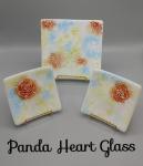 Square Trio Plate Set with Stands– White w/Floral Pattern