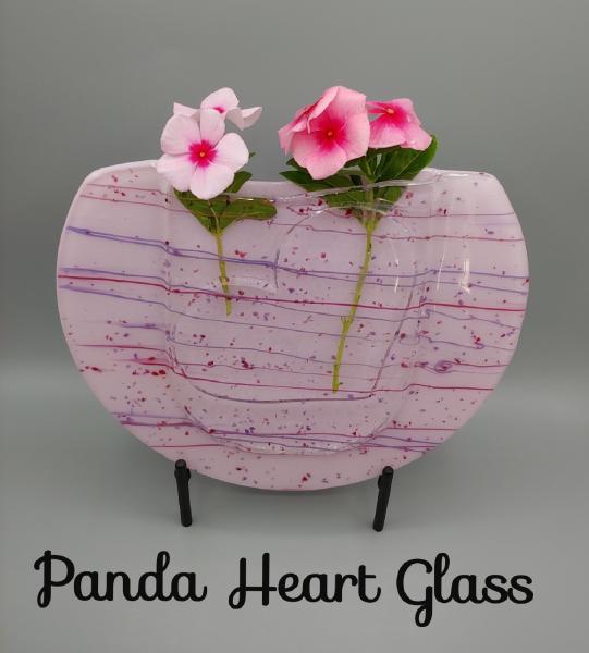 8” x 10” Pocket Vase with Stand - Pink w/Pink, Red and Purple Stringers picture