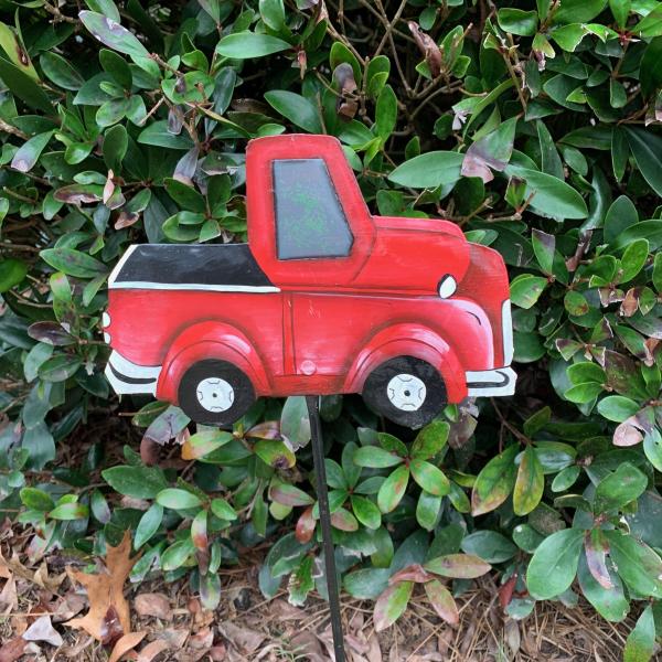 Vintage Red Pickup Truck Garden Stake picture